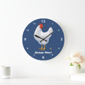 誰がおもしろい鶏の糞ホワイトヘンを推測 ラージ壁時計 (ホーム)