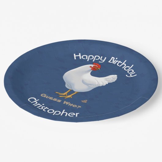 誰がおもしろい鶏糞を白い鶏にするのか ペーパープレート (アングル)