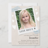 誰がおもしろい9歳の誕生日招待状を回しているか見る 招待状 (正面)