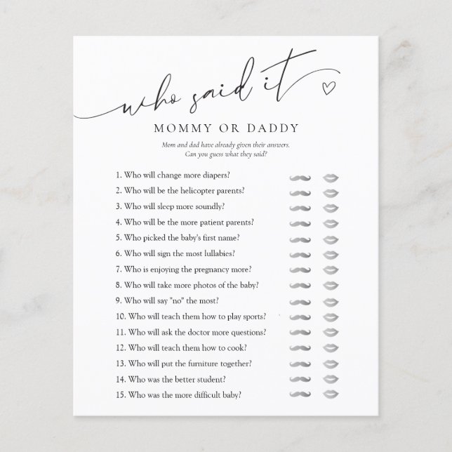 誰がそれをママまたはパパのミニマリスト赤ちゃんシャワーと言った (正面)