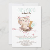 誰がもうすぐ郵便物が届くのか当ててみて　ベイビーシャワーかドライブバイかな 招待状 (正面)