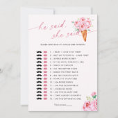 誰がアイスクリームブライダルシャワーゲーム 招待状 (正面)