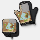 誰がカエルを放った? 鍋つかみ&鍋敷きセット (正面/裏面)