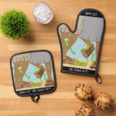 誰がカエルを放った? 鍋つかみ&鍋敷きセット (トップダウン)