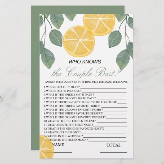誰がカップルのレモ最高のンブライダルゲーム (正面/裏面)