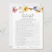 誰がカップルの最高のブライダルシャワーゲーム 招待状 (正面)