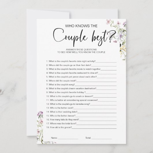 誰がカップルの最高のブライダルシャワー 招待状 (正面)