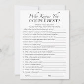 誰がカップルを一番よく知っている？ ブライダルシャワーゲームカード 招待状 (正面)