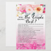 誰がカップル最高のピンクフローラブライダルゲームを知っている (正面/裏面)