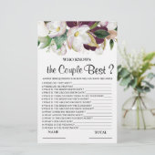 誰がカップル最高のブルゴーニューフローラブライダルゲームを知っている (スタンド正面)