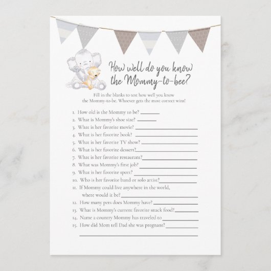 誰がゲームをするママのベビーゾウのカードを知っている プログラム (正面)