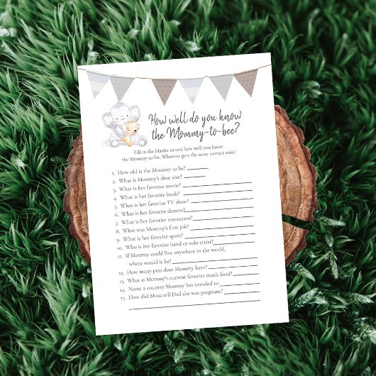 誰がゲームをするママのベビーゾウのカードを知っている プログラム