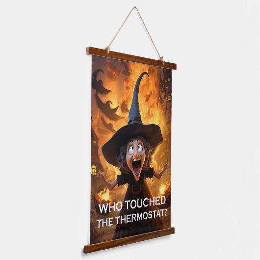 誰がサーモスタットに触れたの？ 吊り下げ型タペストリー (傾斜あり)