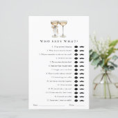 誰がシャンパンブライダルシャワーゲームカードを言う (スタンド正面)