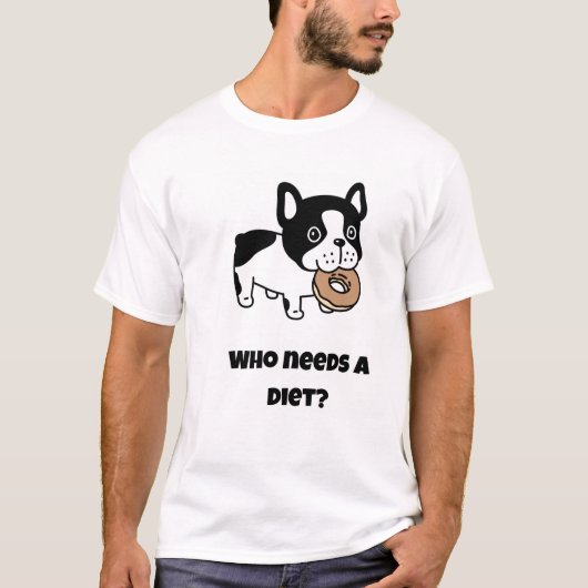 誰がダイエットを？おもしろい犬 Tシャツ (正面)