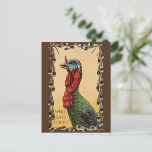 誰がトルコと言った???感謝状おもしろいはがき シーズンポストカード (スタンド正面)