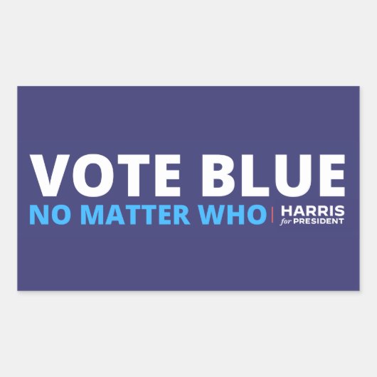 誰がハリス大統領に投票しても青に投票する 長方形シール (正面)