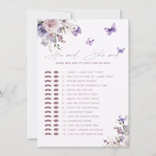 誰がバタフライを作ると言ったか推測ブライダルシャワー 招待状 (正面)