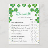 誰がパトリック赤ちゃんシャワーのゲームを言った ポストカード (正面)