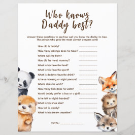 誰がパパのウッドランド動物の赤ちゃんシャワーゲームを知っている