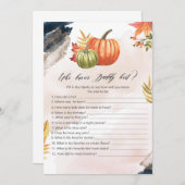 誰がパパのパンプキ最高のン赤ん坊シャワーゲームカードを知っている 招待状 (正面/裏面)