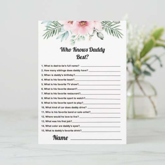 誰がパパのピンクの赤最高のちゃんシャワーのゲームカードを知っている 招待状 (スタンド正面)