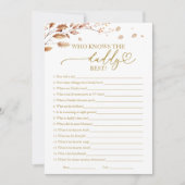 誰がパパの最高の秋赤ん坊シャワーのゲームを知っている 招待状 (正面)