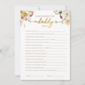 誰がパパの最高の秋赤ん坊シャワーのゲームを知っている 招待状 (正面)