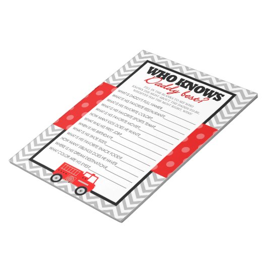 誰がパパの最高のFiretruckのゲームを知っている – 40パック ノートパッド (アングル)