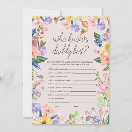 誰がパパを知っ最高のてベビーゲームカード 招待状 (正面)