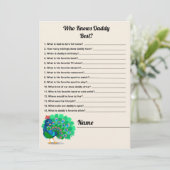 誰がパパ最高のピーコク赤ちゃんシャワーゲームカードを知っている 招待状 (スタンド正面)