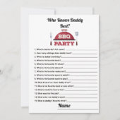 誰がパパBBQ赤最高のちゃんシャワーゲームカードを知っている 招待状 (正面)