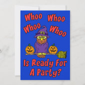 誰がパーティーハロウィンフクロウ漫画の子供の準備ができている 招待状 (正面)