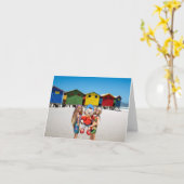 誰がビーチを拾ったか見て。 カード (黄色い花)