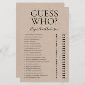 誰がブライダルシャワー素朴ゲーム (正面/裏面)