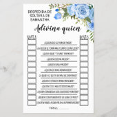 誰がブライダルシャワー英語のゲスペインのームカードを推測 チラシ (裏面)