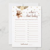 誰がベビー写真ベビーシャワーテディベアーカード 招待状 (正面)