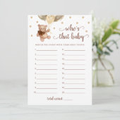 誰がベビー写真ベビーシャワーテディベアーカード 招待状 (スタンド正面)