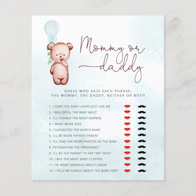 誰がママかパパのゲームを言ったかテディベア推測 (正面)