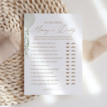 誰がママかパパ気球の赤ちゃんシャワーゲームを推測