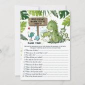 誰がママさんを一番よく知っている？恐竜のベイビーシャワーゲーム 招待状 (正面)