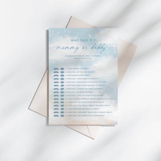 誰がママにそう言ったの |パパ赤ちゃんシャワーゲームカード 招待状
