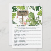 誰がママになる人を一番よく知っている？ ガール ディノ ベイビー シャワー 招待状 (正面)