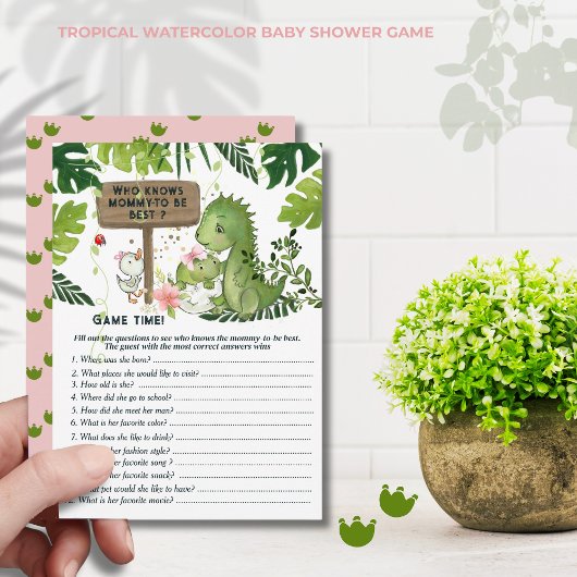 誰がママになる人を一番知っている？ 女の子恐竜 赤ちゃんカード 招待状