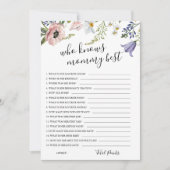 誰がママのことを一番知っている？ 赤ちゃんシャワーゲーム カード (正面)