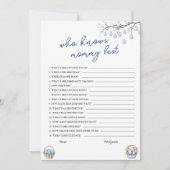 誰がママのイースター最高のベビーシャワーゲームカードを知っている シーズンカード (正面)