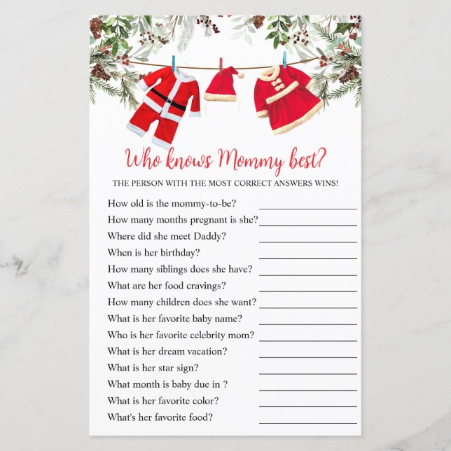 誰がママのクリスマス最高のゲームを知っている (正面)