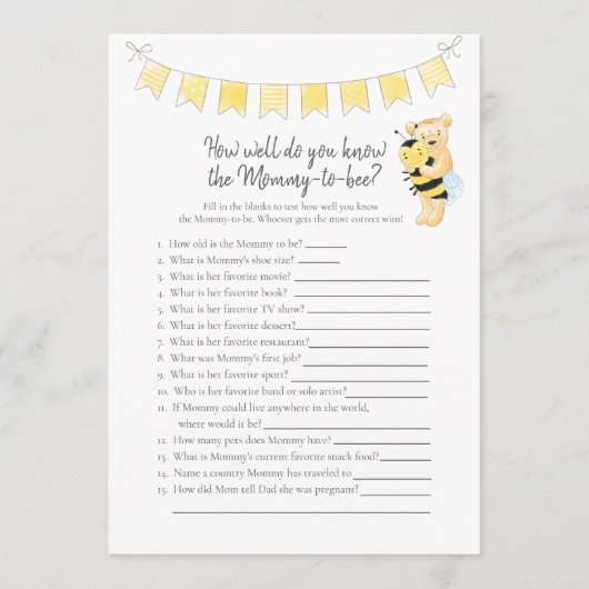 誰がママのゲームになるゲームのテディベアのカードを知っている プログラム (正面)