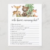 誰がママのゲーム動物最高のの赤ちゃんシャワーを知っている チラシ (正面)