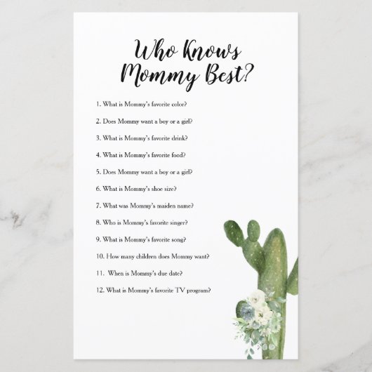 誰がママのゲーム最高ののサボテンフローラを知っている (正面)